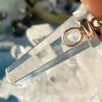 Clear Quartz Point & Rainbow Moonstone Pendant
