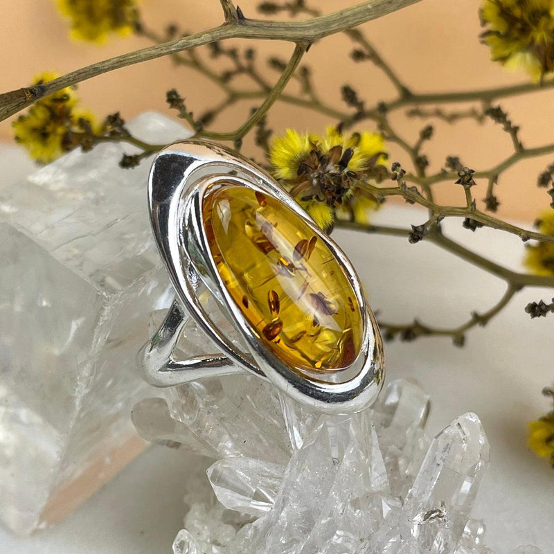Oval Yellow Amber Ring