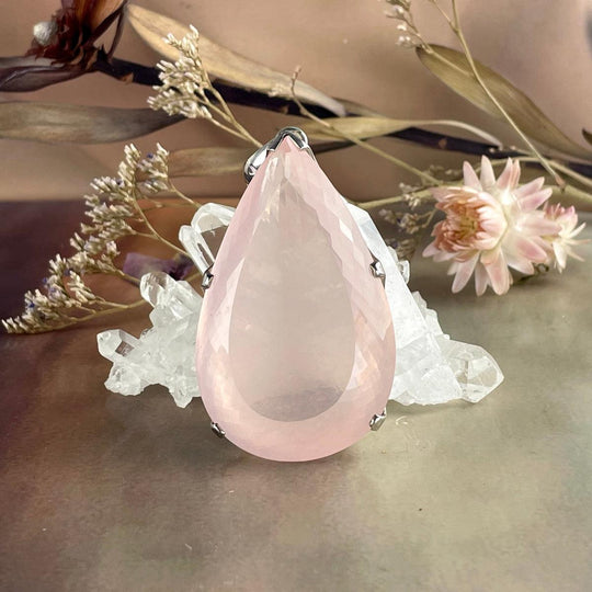 Rose Quartz Large Teardrop Pendant