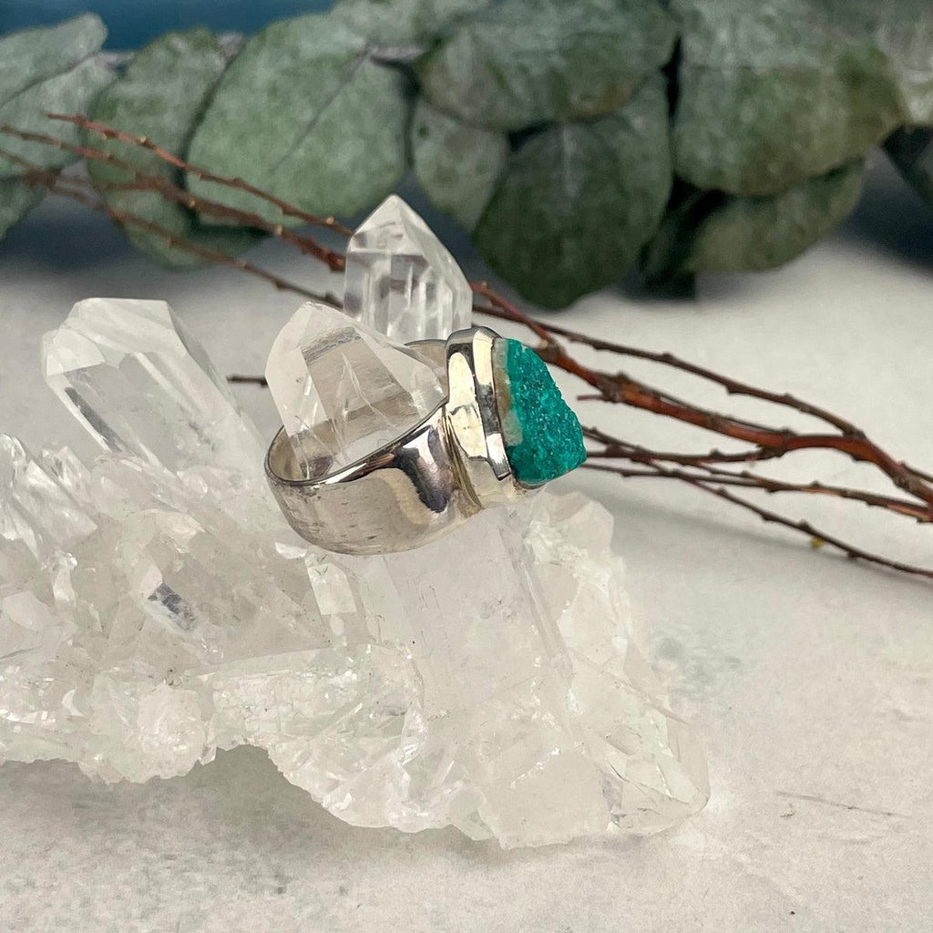 Dioptase Crystal Ring