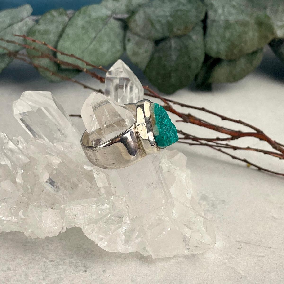 Dioptase Crystal Ring