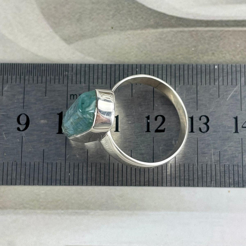 Semi Raw Aquamarine Stone Ring