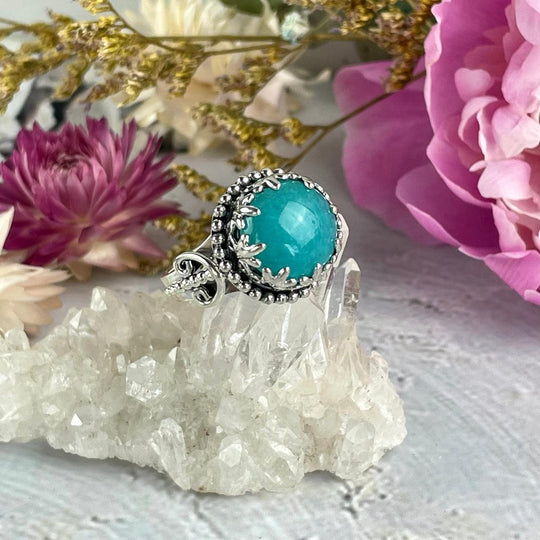 Amazonite Round Ornate Ring