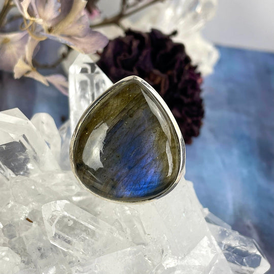 Labradorite Teardrop Ring