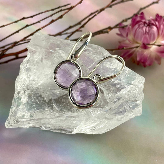 Amethyst Round Earrings