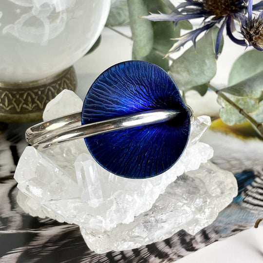 Janusz Szkutnik Titanium & Sterling Silver Hand-Etched Straight Edged Lily Cuff Bracelet