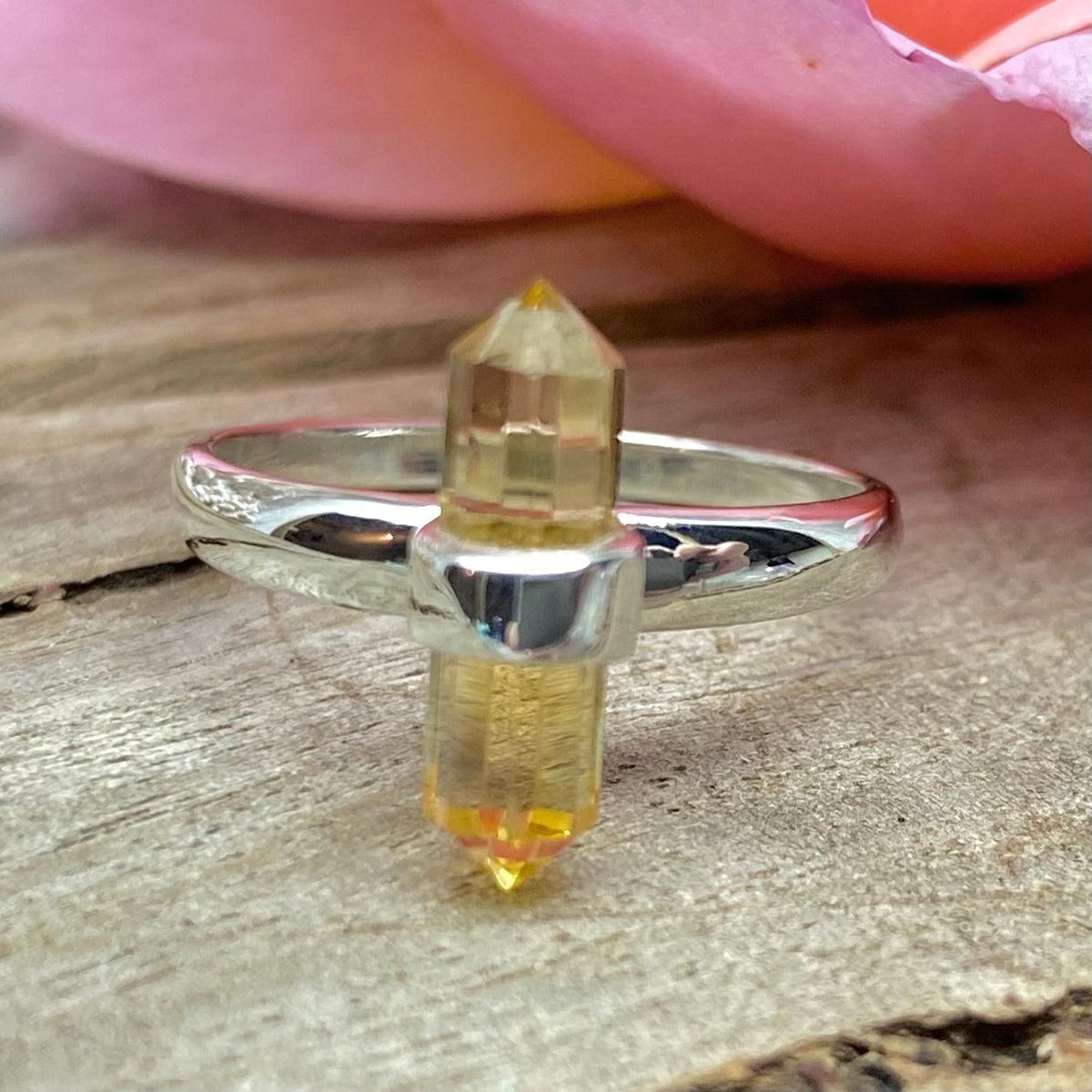 Citrine Crystal Point Ring