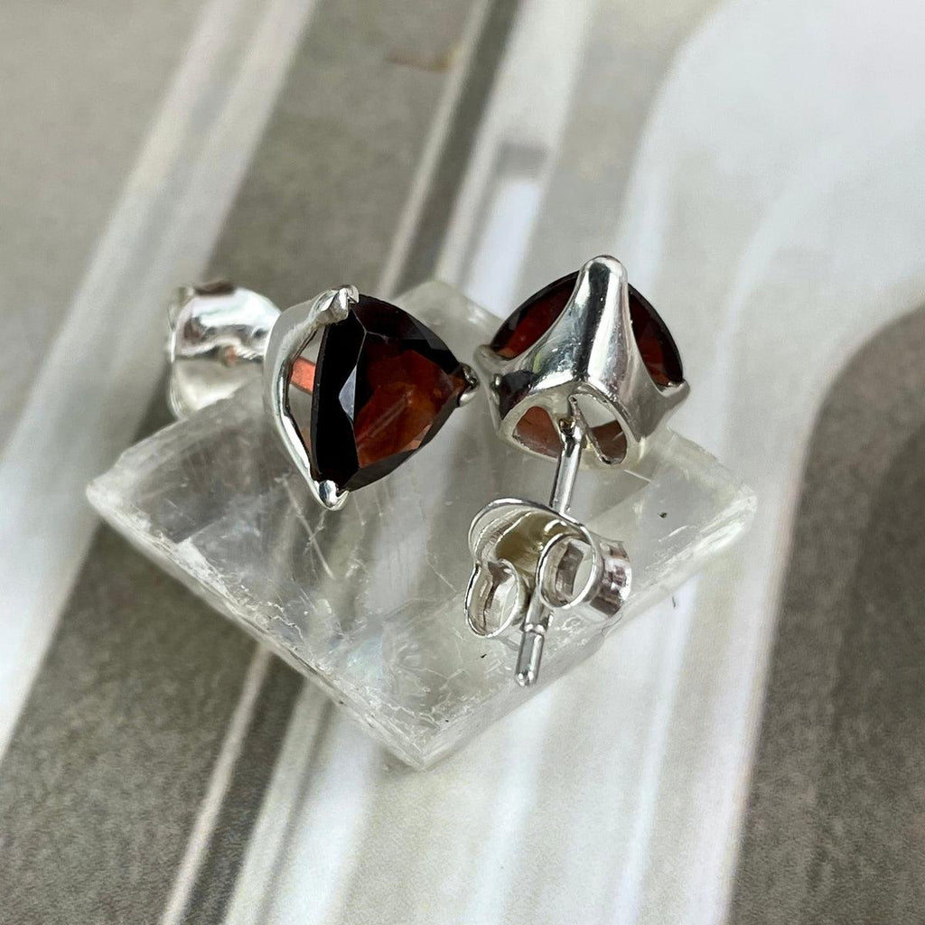 Trillion Cut Garnet Studs