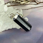 Black Tourmaline Point & Rainbow Moonstone Pendant