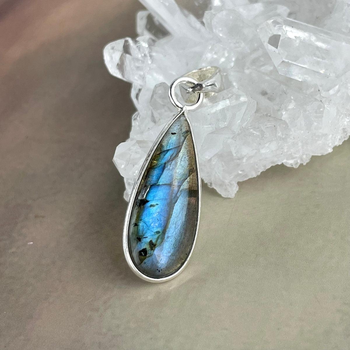 Blue Labradorite Silver Pendant