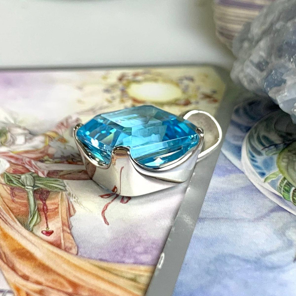 Square Blue Topaz Necklace