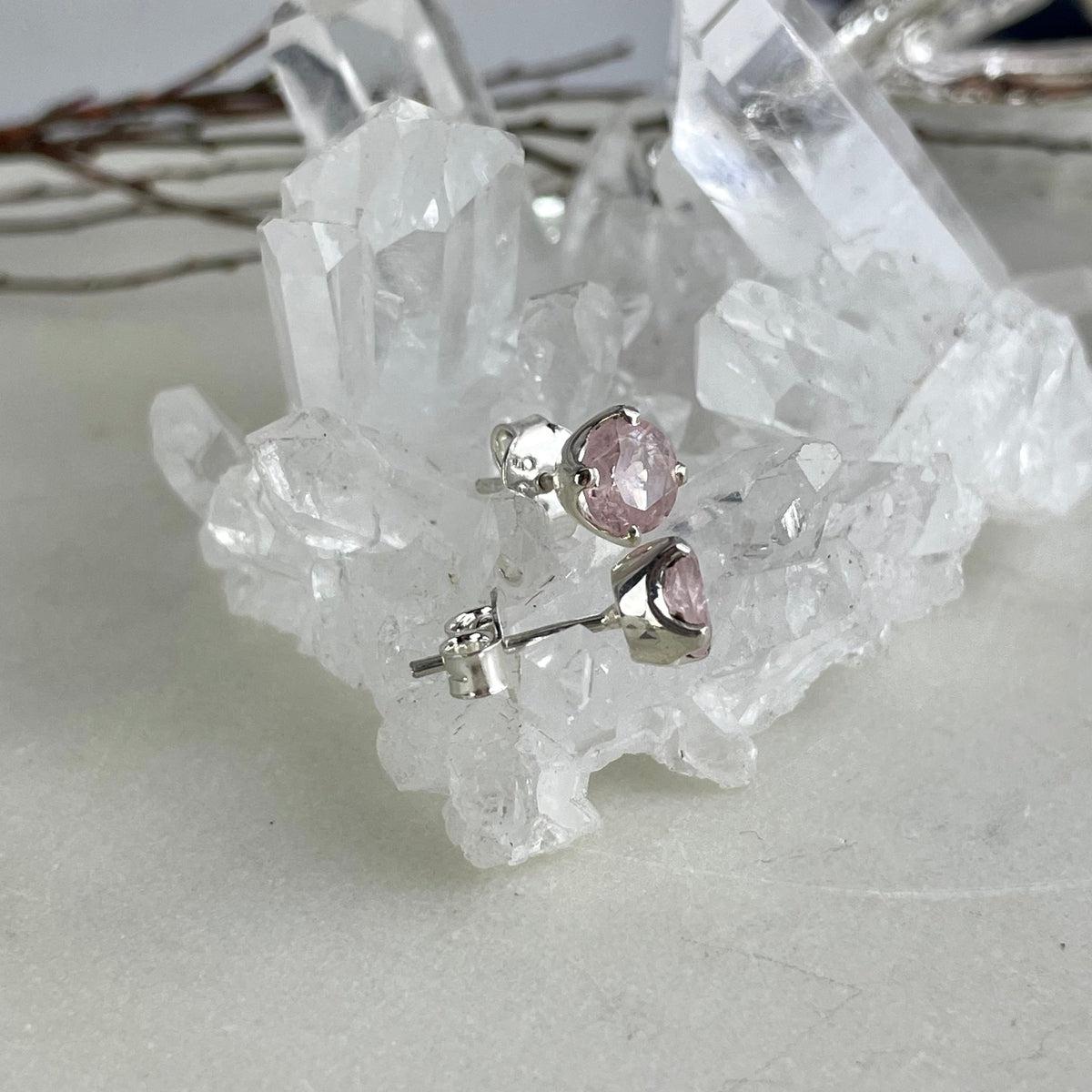Sterling Silver Morganite Studs