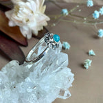 Blue Crystal Flower Ring
