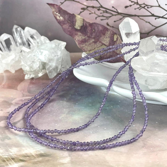 Amethyst Faceted 1.5-2mm Bead Necklace