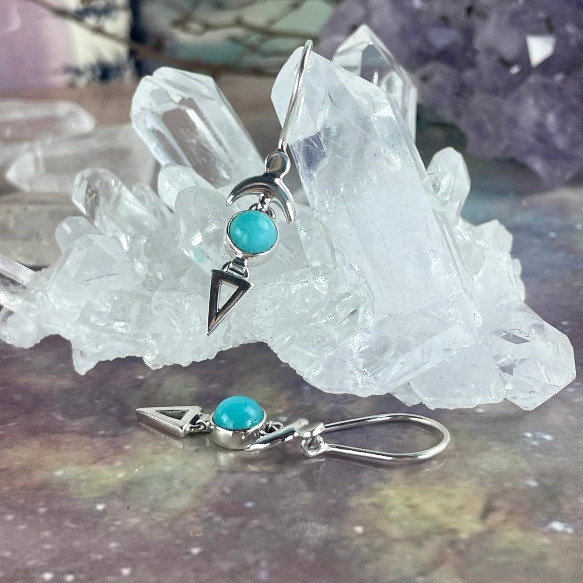 Amazonite Crescent Moon Earrings