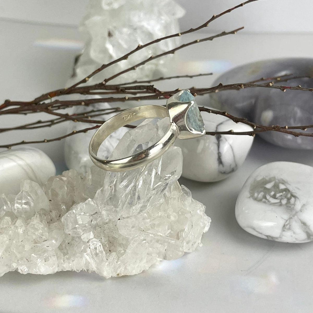 Aquamarine Crystal Ring