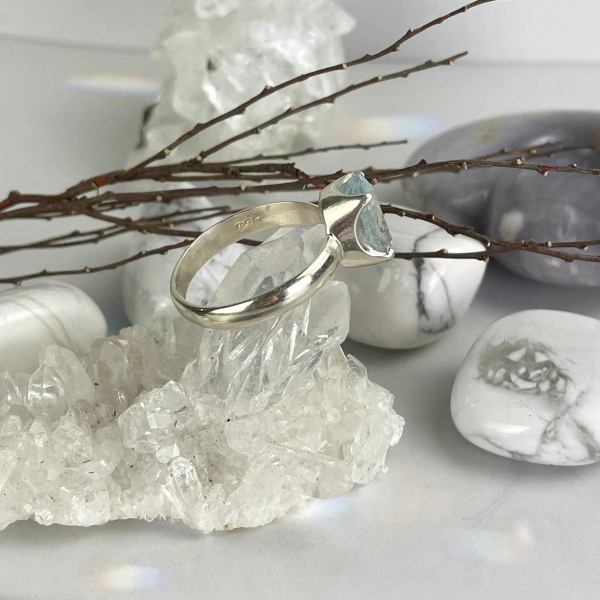 Aquamarine Crystal Ring