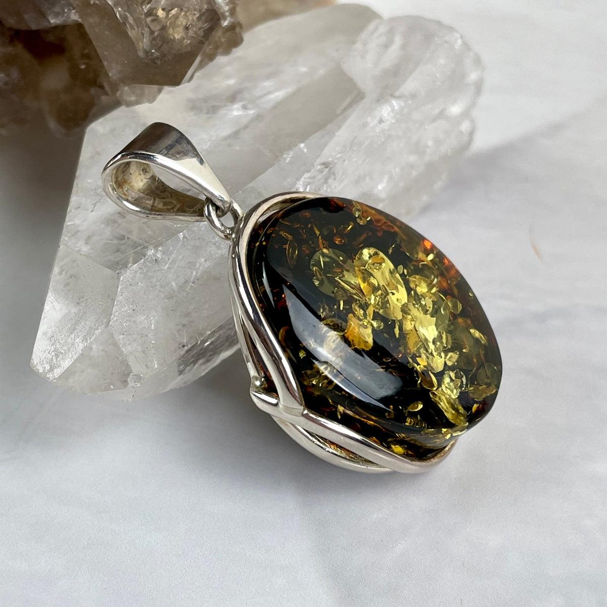 Green Baltic Amber Pendant