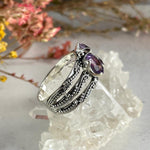 Amethyst Detailed Sterling Silver Ring
