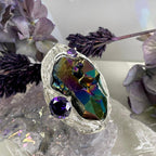 Rainbow Aura Quartz Open Ring