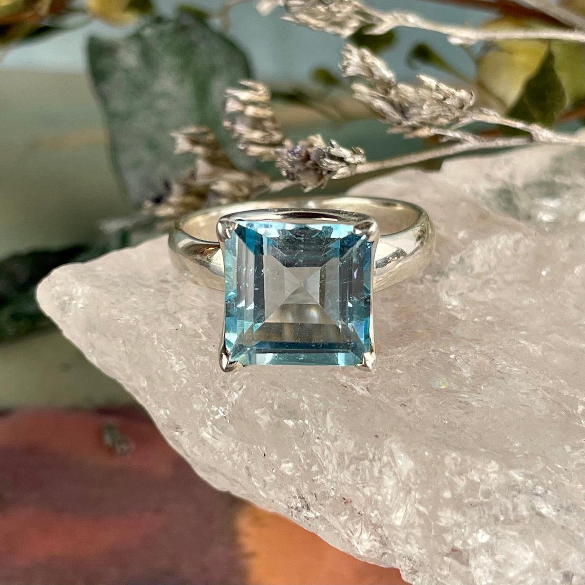 Blue Topaz Square Ring