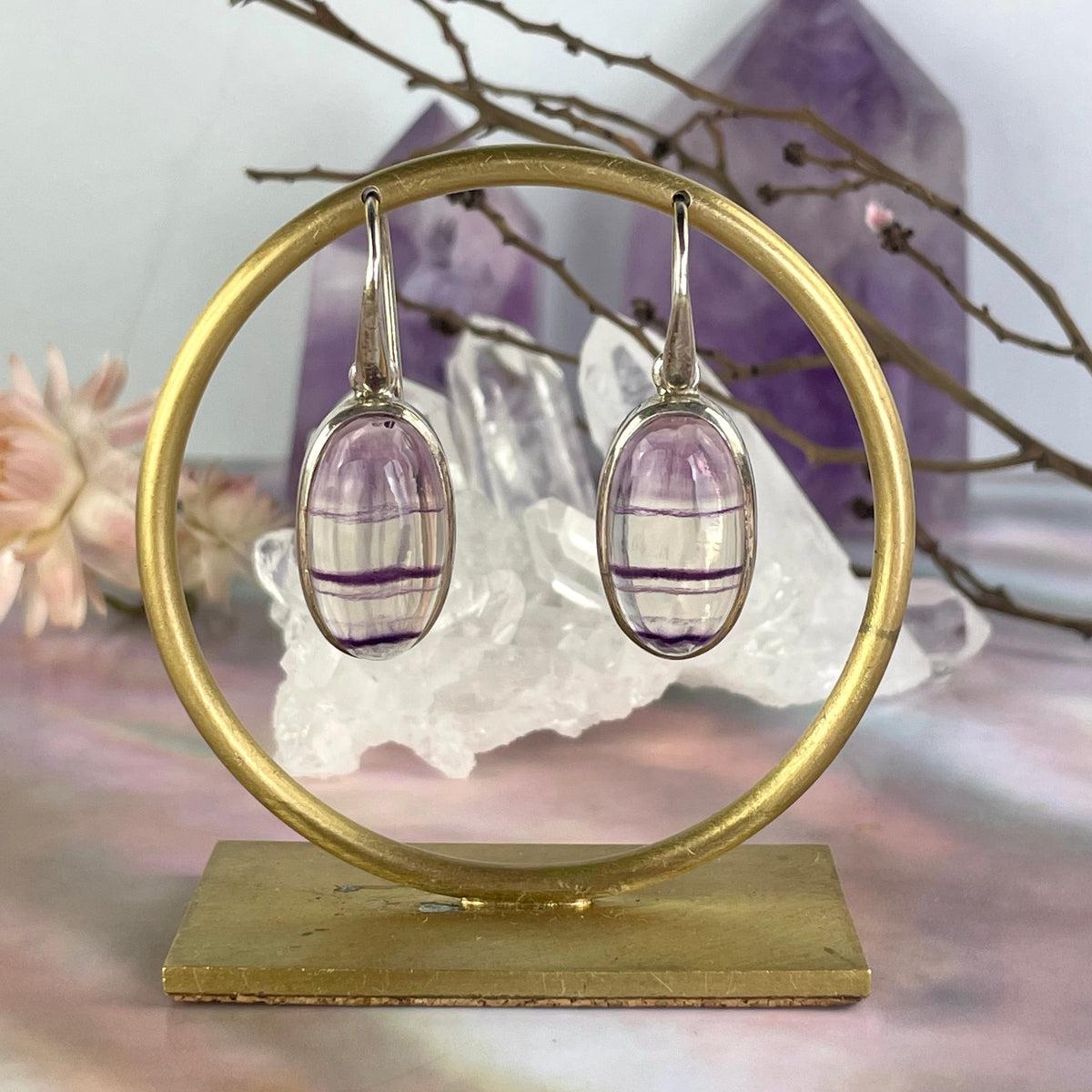 Purple Fluorite Silver Earrings