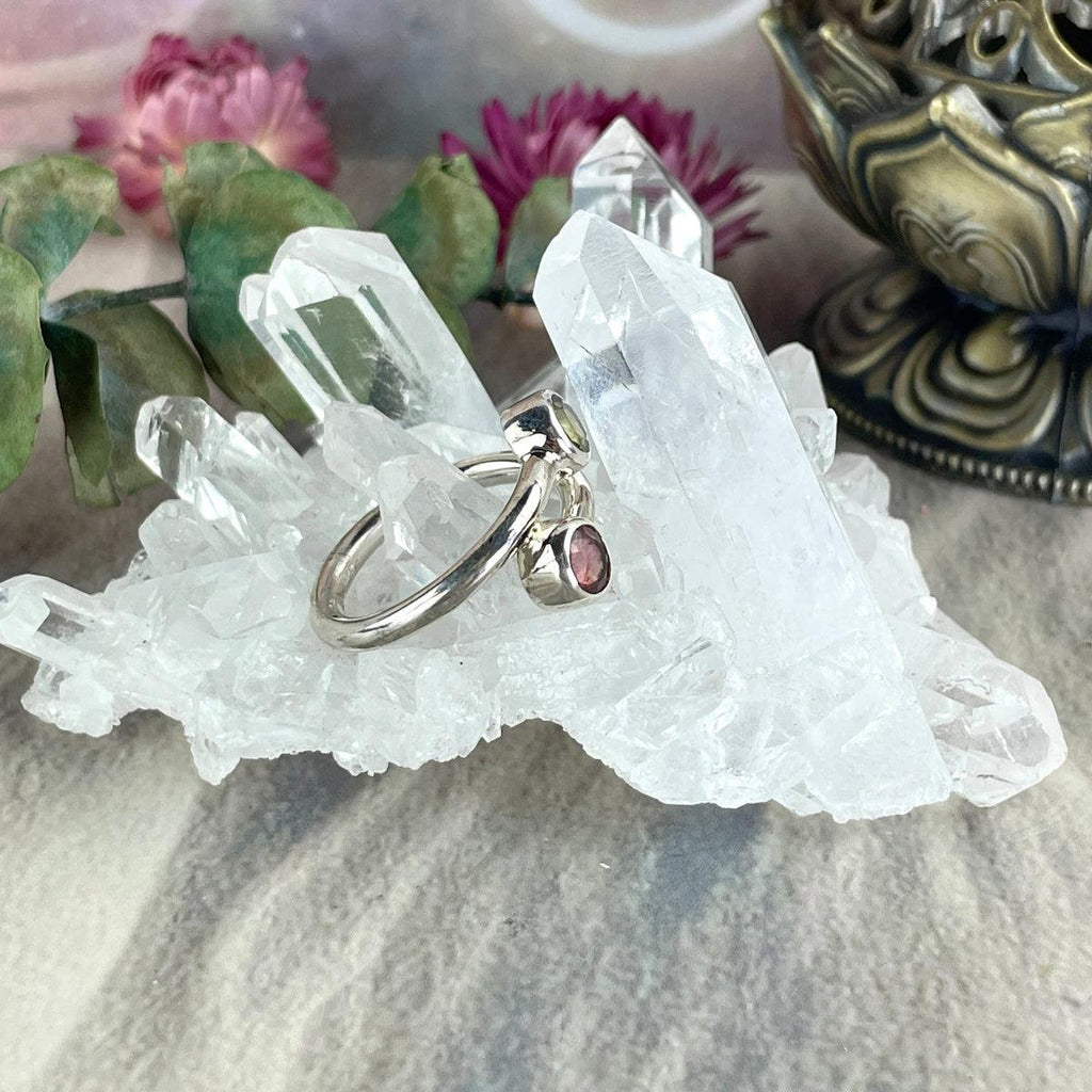Pink And Green Gemstone Ring