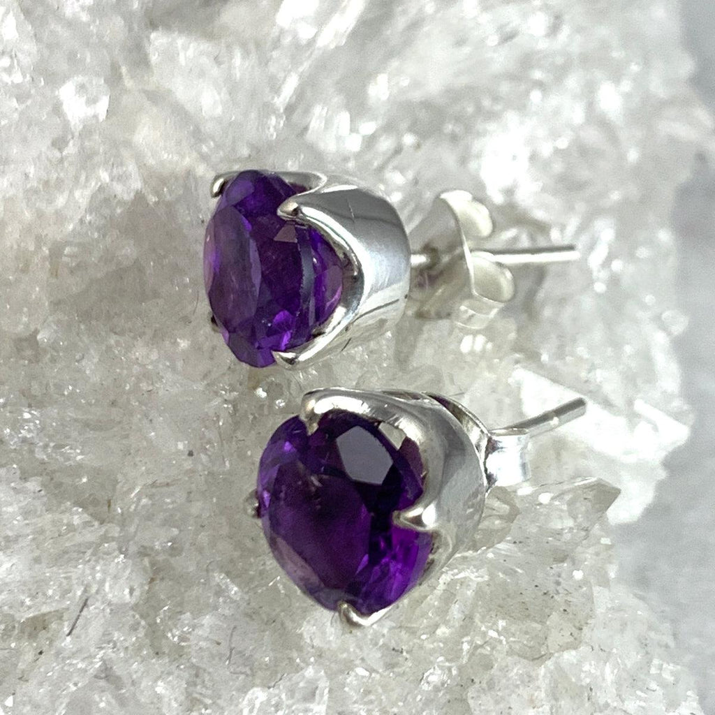 Amethyst Round Earrings