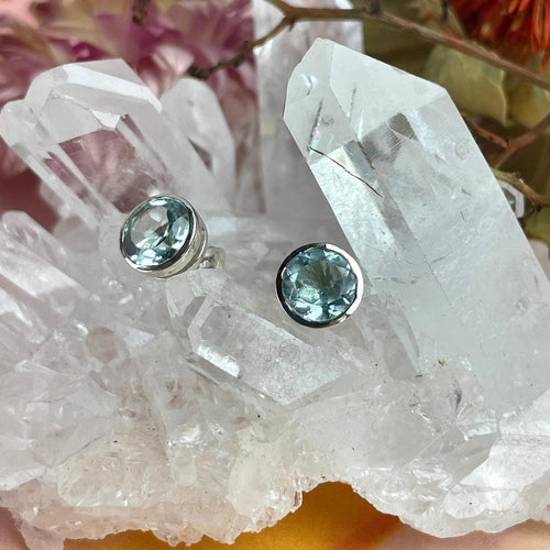 Blue Topaz Stud Earrings