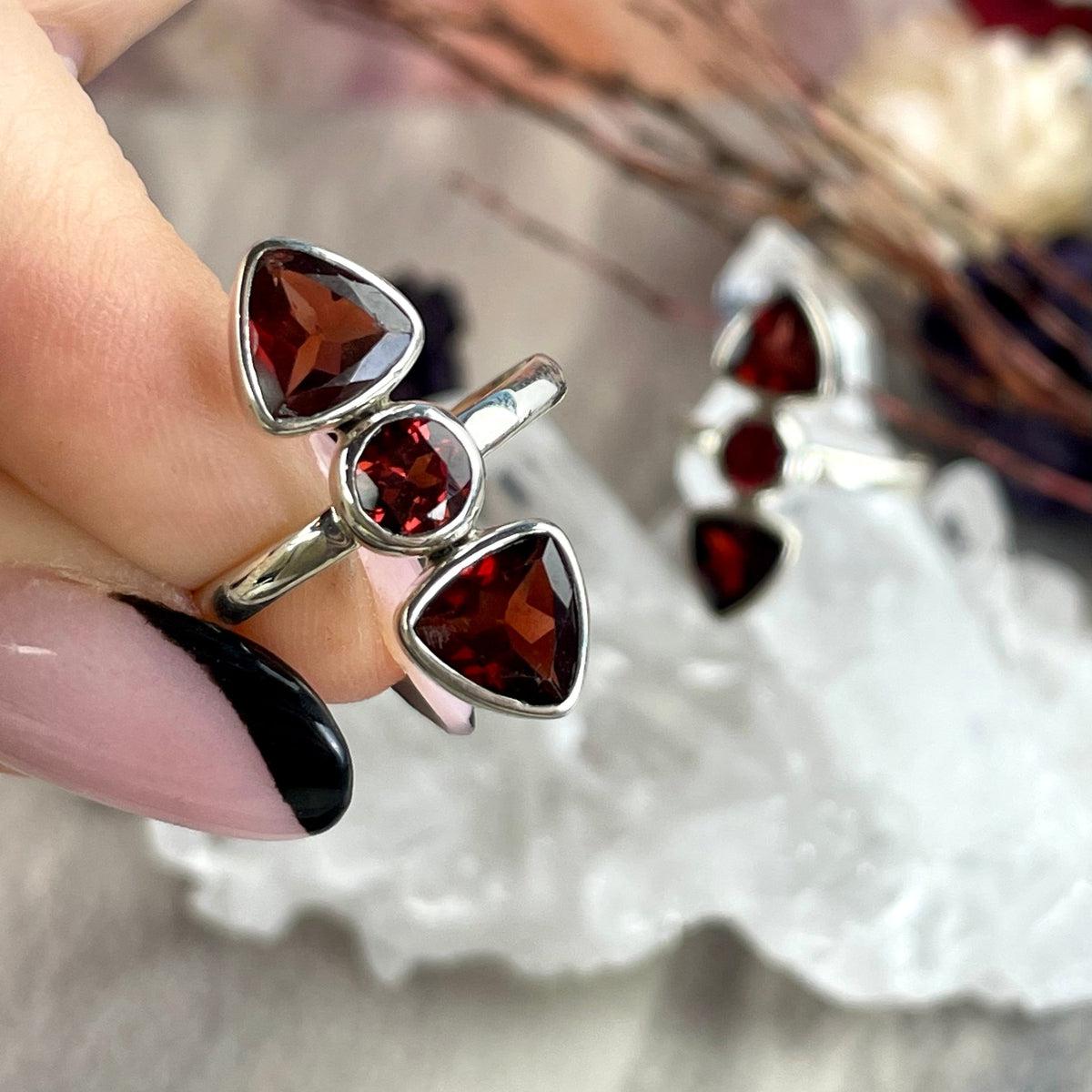 Garnet Sterling Silver Ring