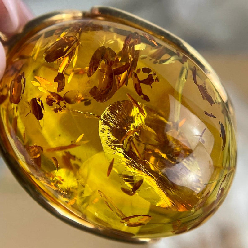High Grade Gold Amber Pendant