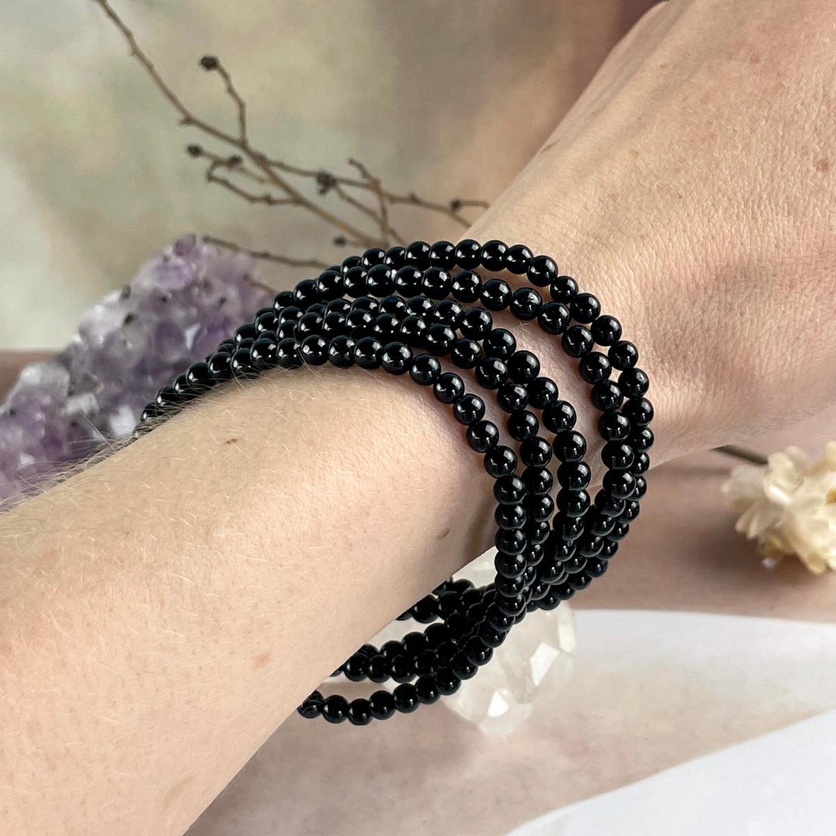 Men's Black Tourmaline Bead Bracelet