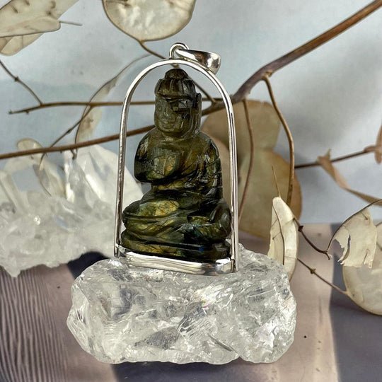 Labradorite Buddha Pendant