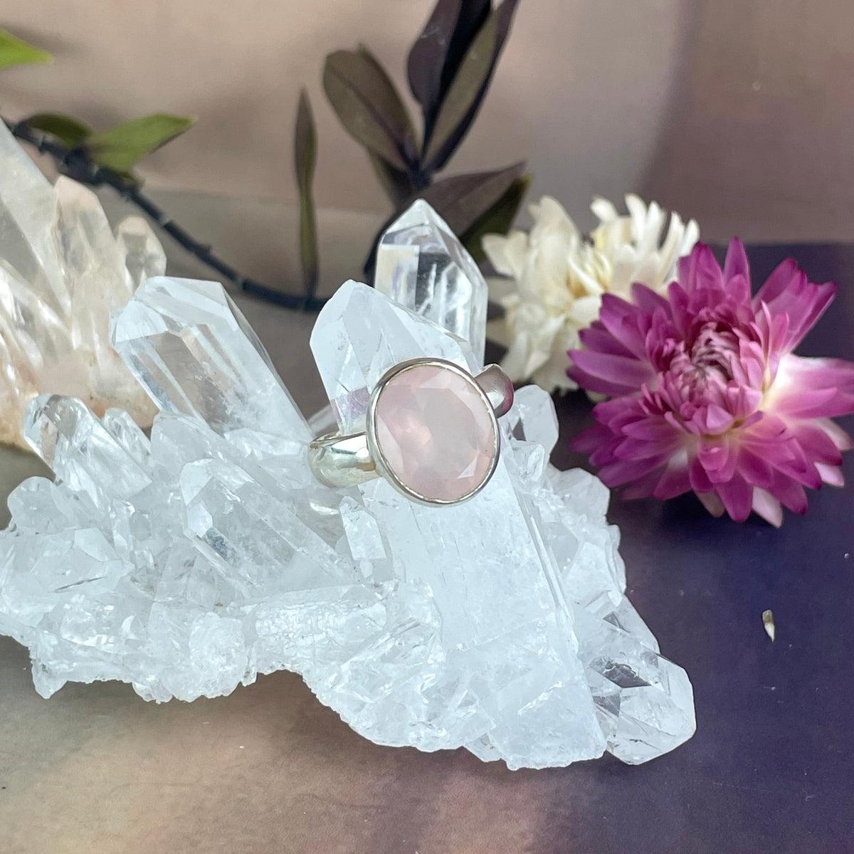 Small Size Rose Quartz Ring