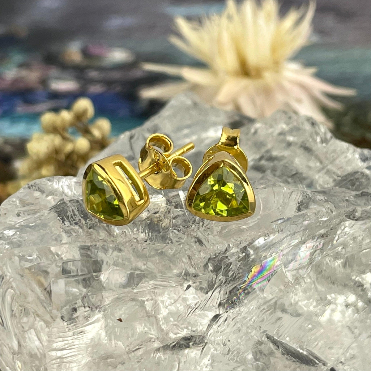 Peridot And Gold Earrings