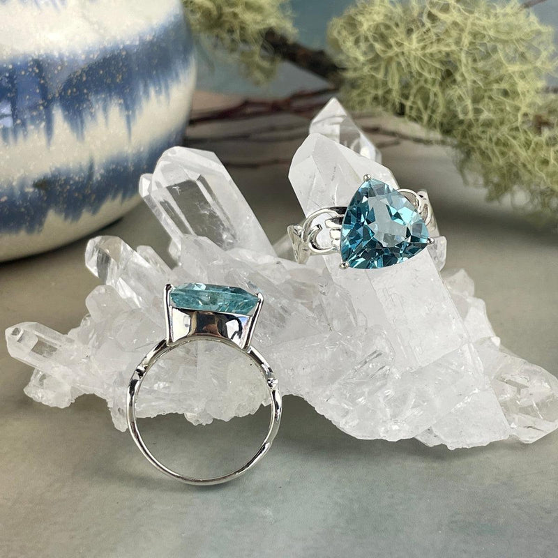 Blue Crystal Sterling Silver Ring