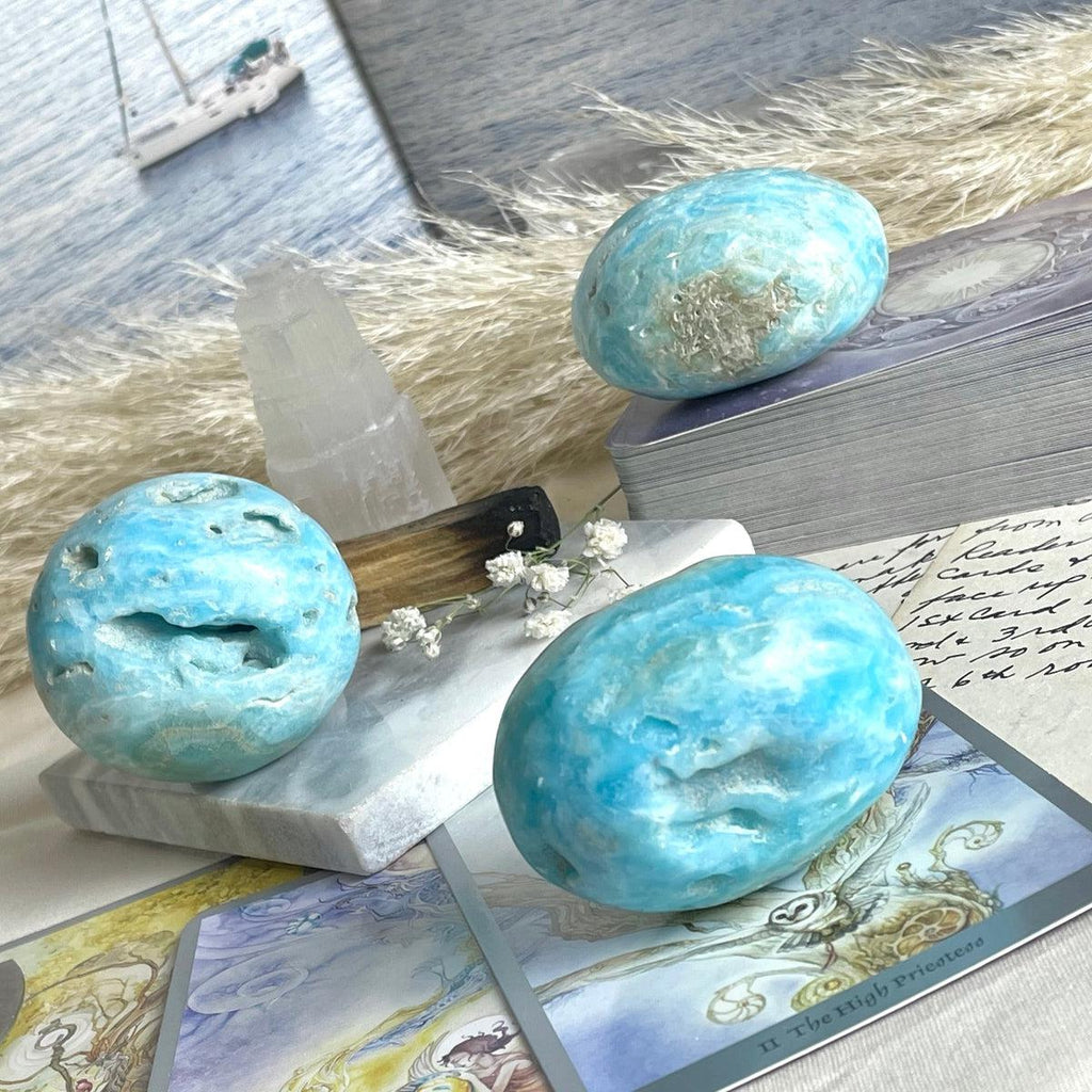 Blue Calcite Palm Stones