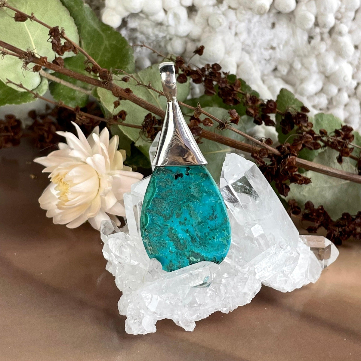Chrysocolla Malachite Teardrop Pendant