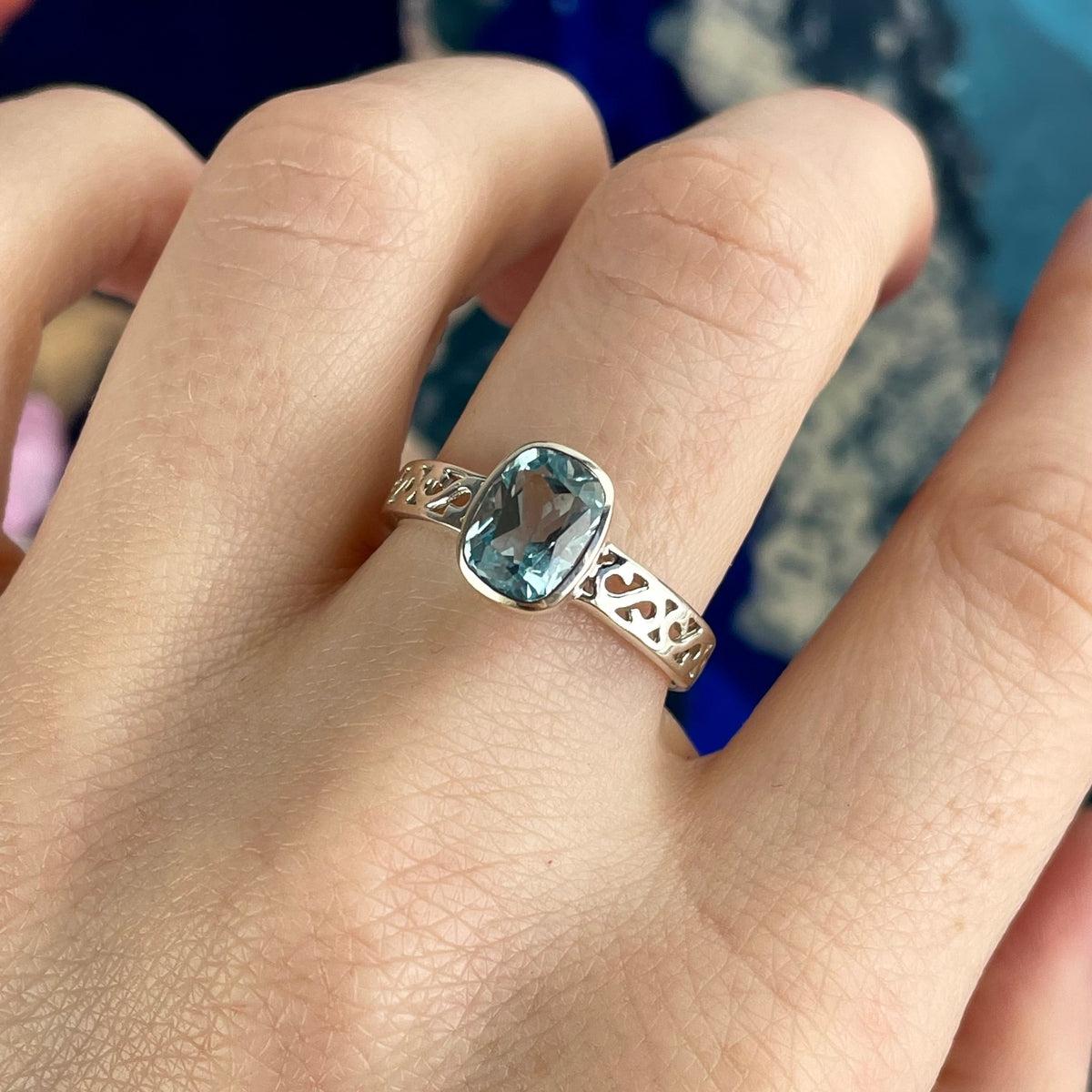 Blue Crystal Silver Ring