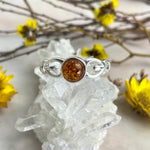 Round Amber Silver Ring