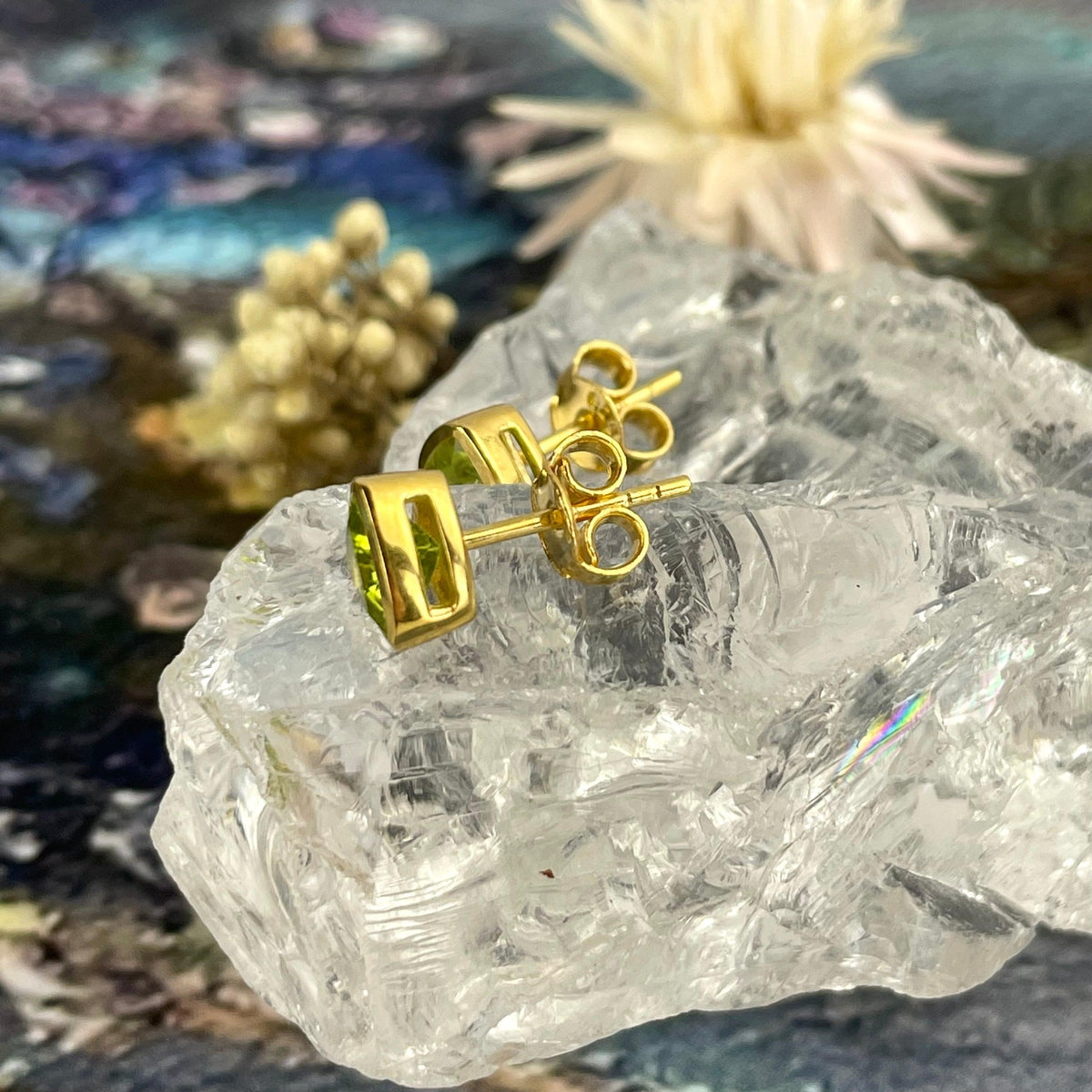 Gemstone And Gold Studs