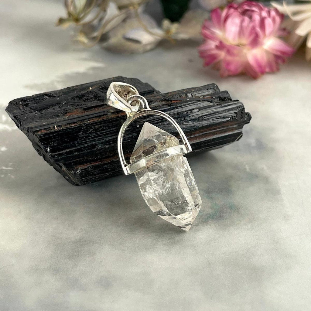 Tibetan Quartz Raw Small Double Terminated Point Pendant