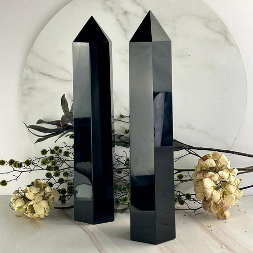 Tall Black Obsidian Point