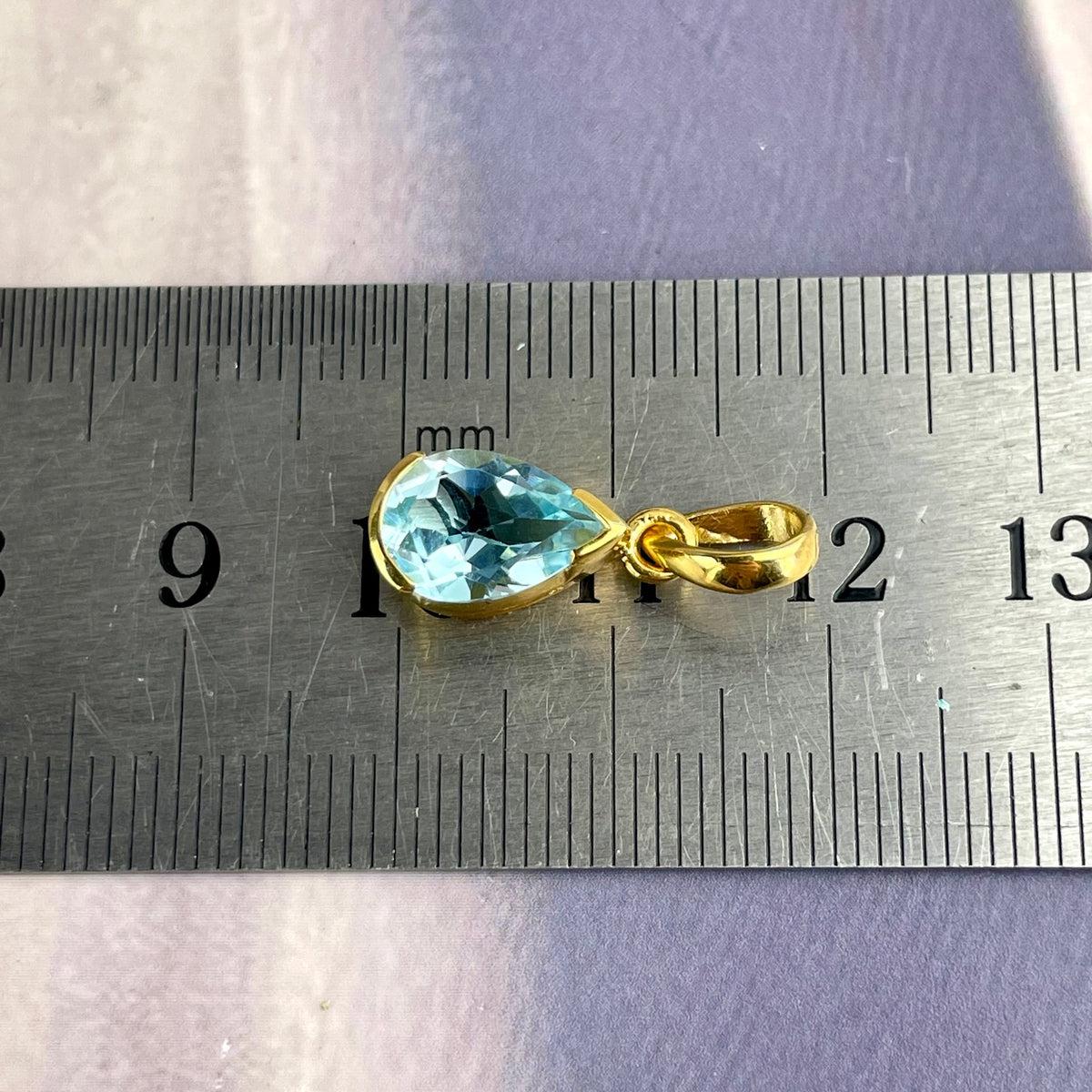 Blue Topaz Gold Pendant