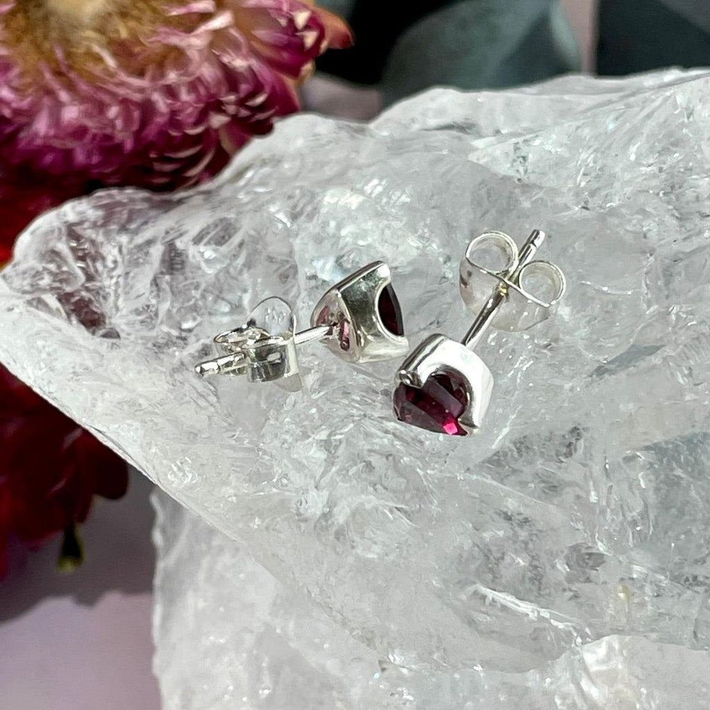 Rhodolite Gemstone Sterling Silver Studs