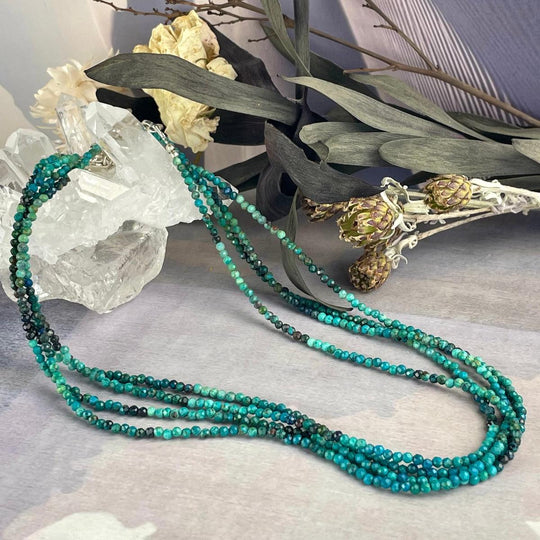 Turquoise (Tibet) & Chrysocolla 2mm Faceted Bead Necklace