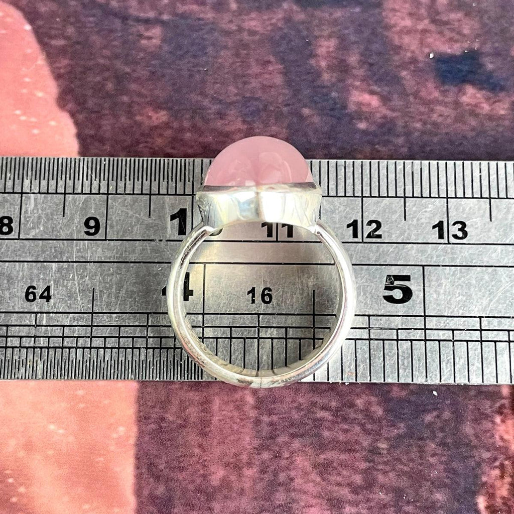 Pink Quartz Cabochon Silver Ring