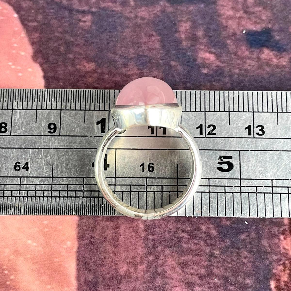 Pink Quartz Cabochon Silver Ring