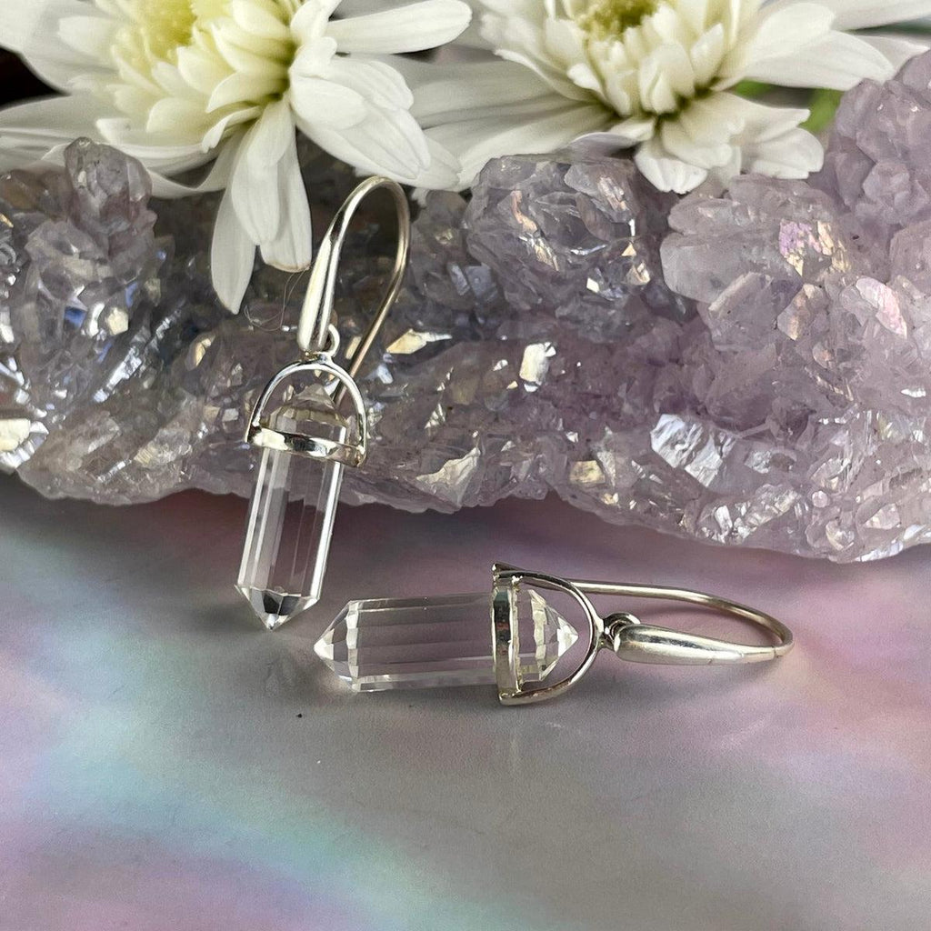 Clear Quartz Double Terminated Earrings