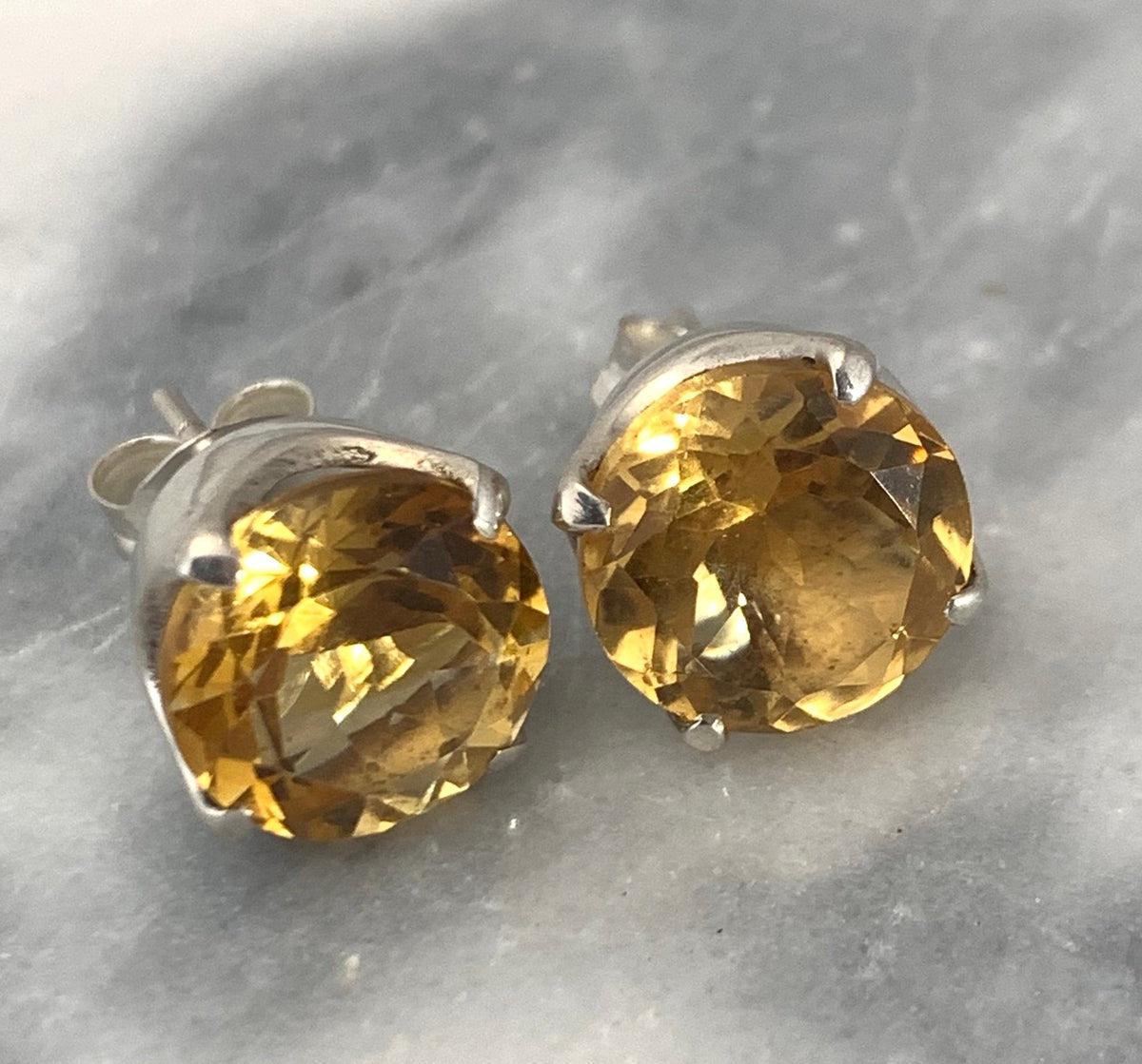 Round Citrine Studs